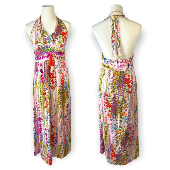 60’s 70’s Vintage Halter Floral Maxi Dress - Picture 3 of 13